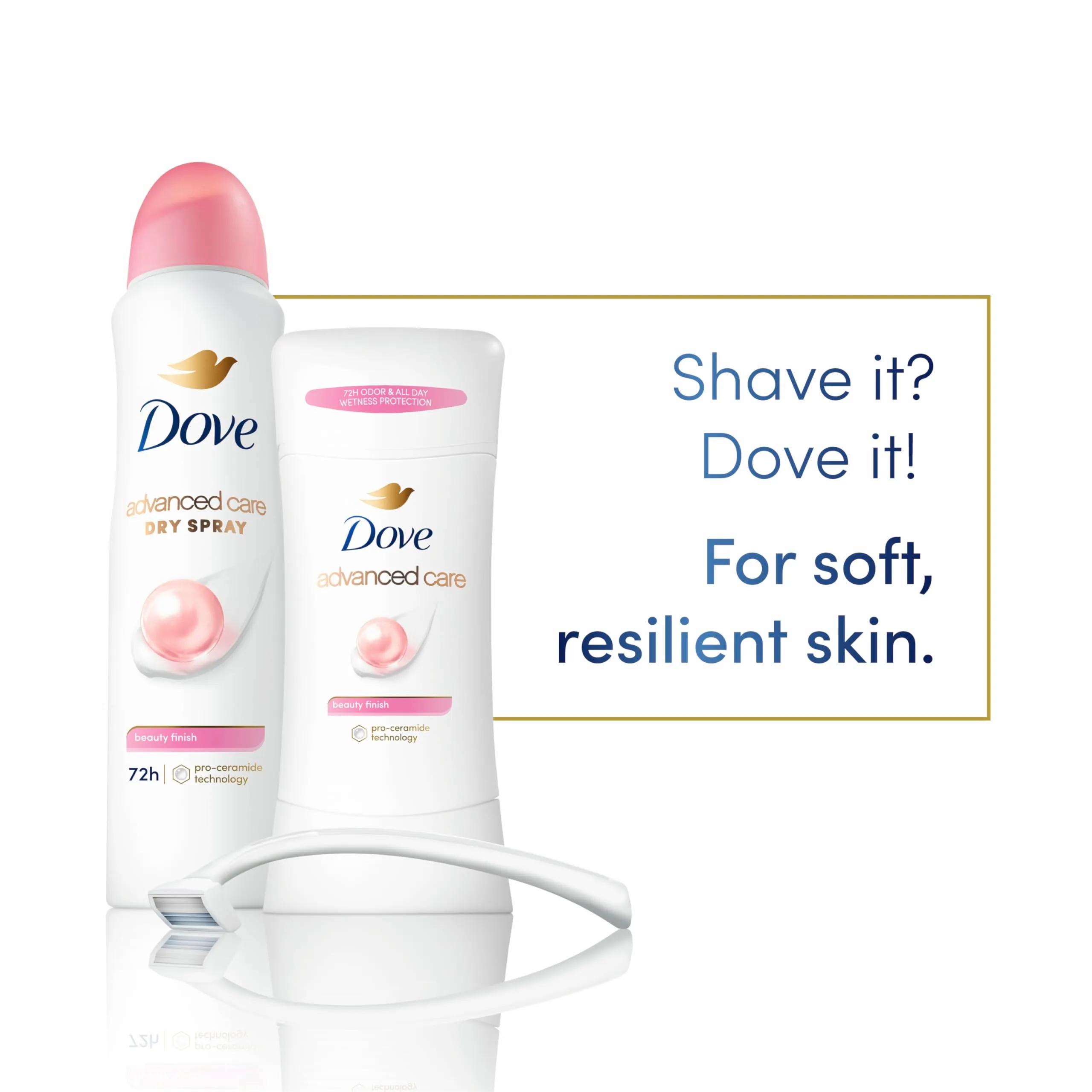 Dove Advanced Care Antiperspirant Deodorant Spray Beauty Finish To help skin barrier repair after shaving by boosting skin's ceramide levels 72-hour Antiperspirant dedorant for Soft Underarms 3.8 oz