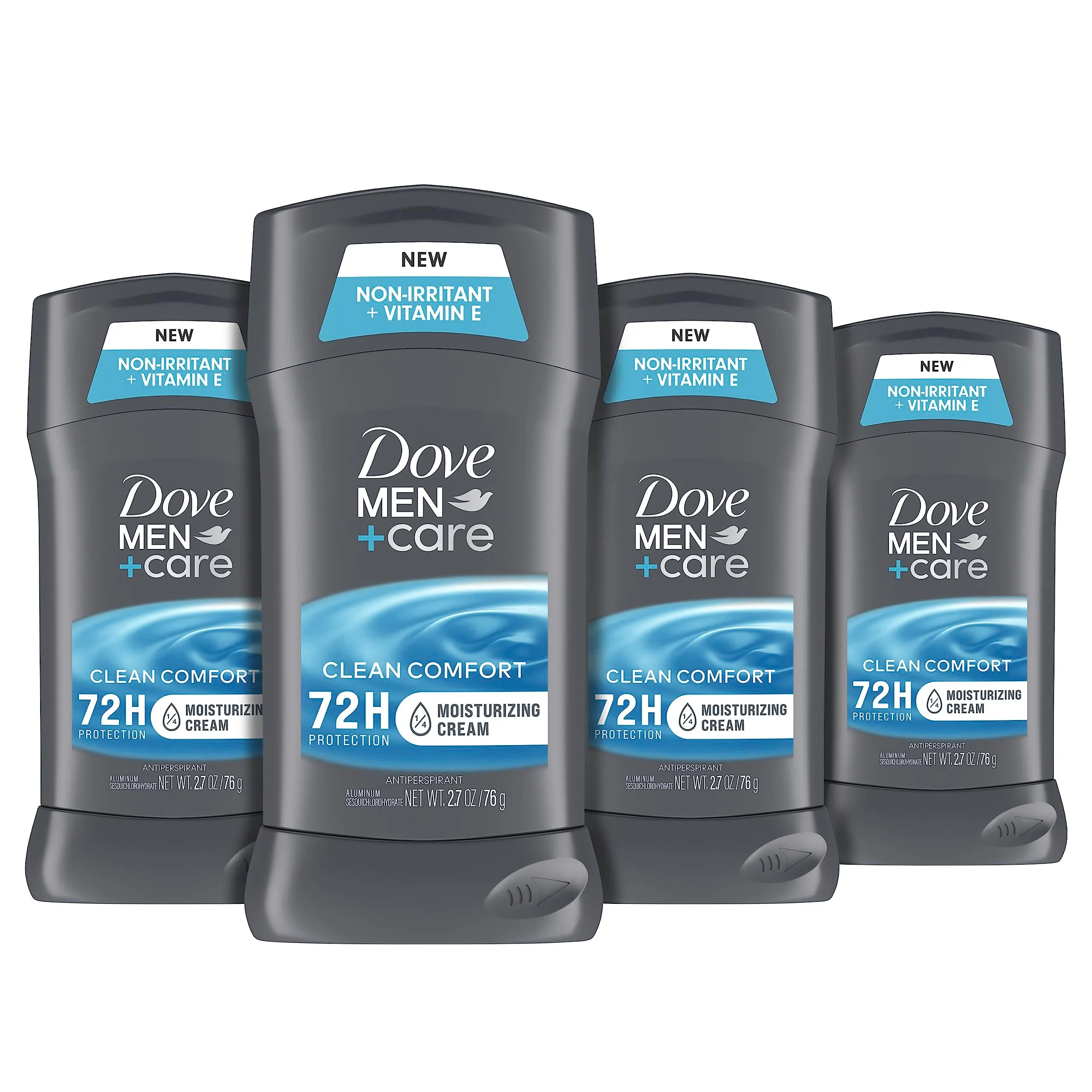 Dove Men Care Antiperspirant Deodorant Stick Clean Comfort 4 Count 72-Hour Sweat & Odor Protection Antiperspirant for Men With 1/4 Moisturizing Cream 2.7 oz