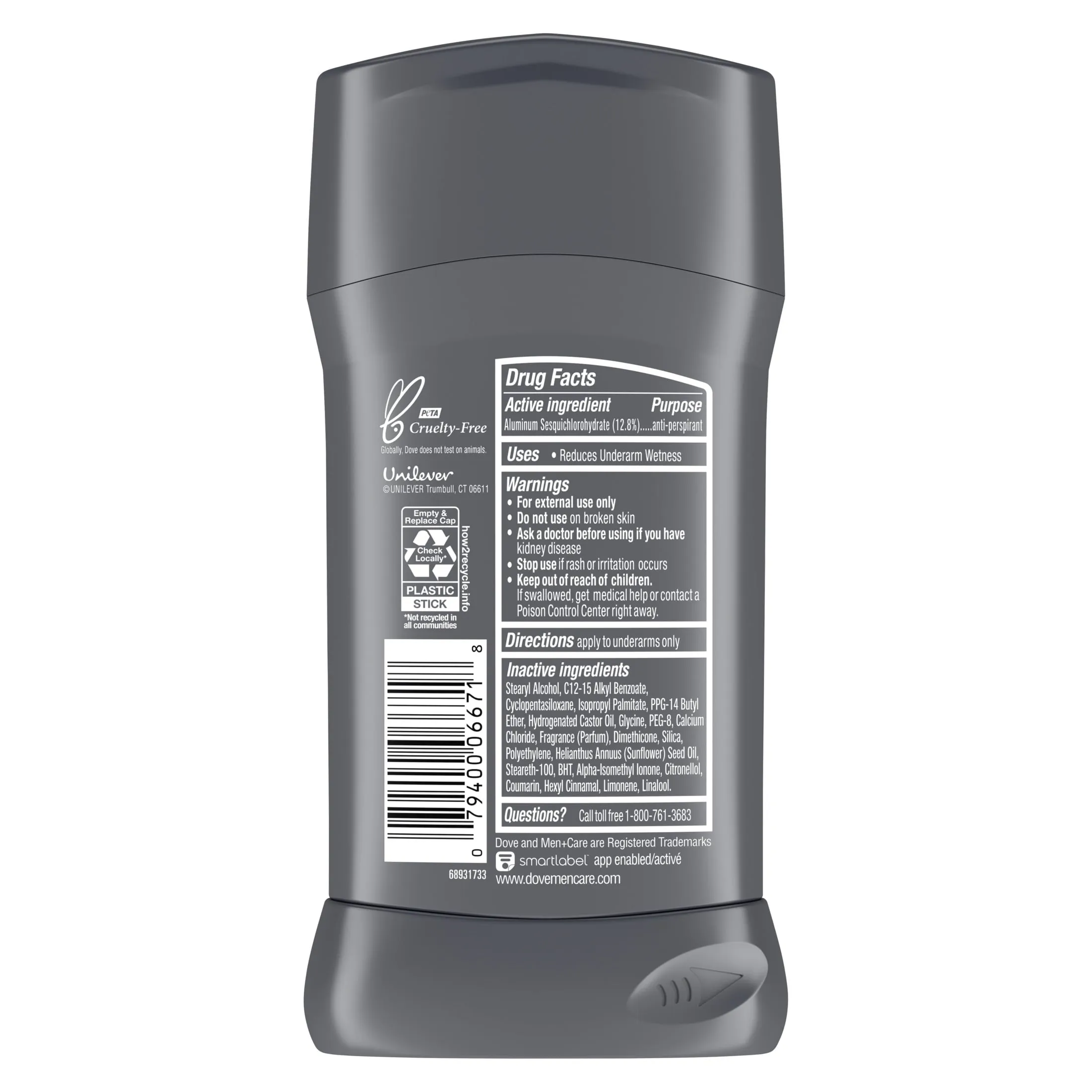 Dove Men Care Long Lasting Antiperspirant Deodorant Stick, Clean Comfort, 2.7 oz