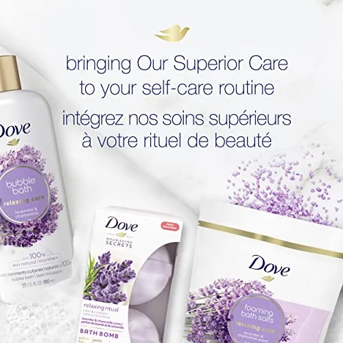 Dove Relaxing Care Foaming Bath Salts to help soothe sore, tired muscles Lavender & Chamomile bath salt with 100% natural skin nourishers 793 g