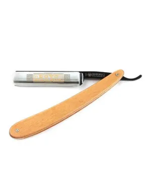 Dovo - "Black Star" Straight Razor, Brown Pakka Wood Handle, Round Point, 5/8"