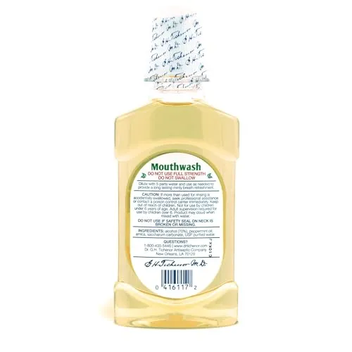 Dr. Tichenor's Peppermint Mouthwash Concentrate - Oral Rinse for Bad Breath and Oral Health with a Minty Punch for Soothing Relief of Minor Sore Throat Irritation - 8 Ounce (Pack of 3)