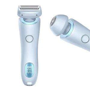 Dual Heads Electric Razor for Women Electric Shaver for Face Underarms Body Hair Blue
