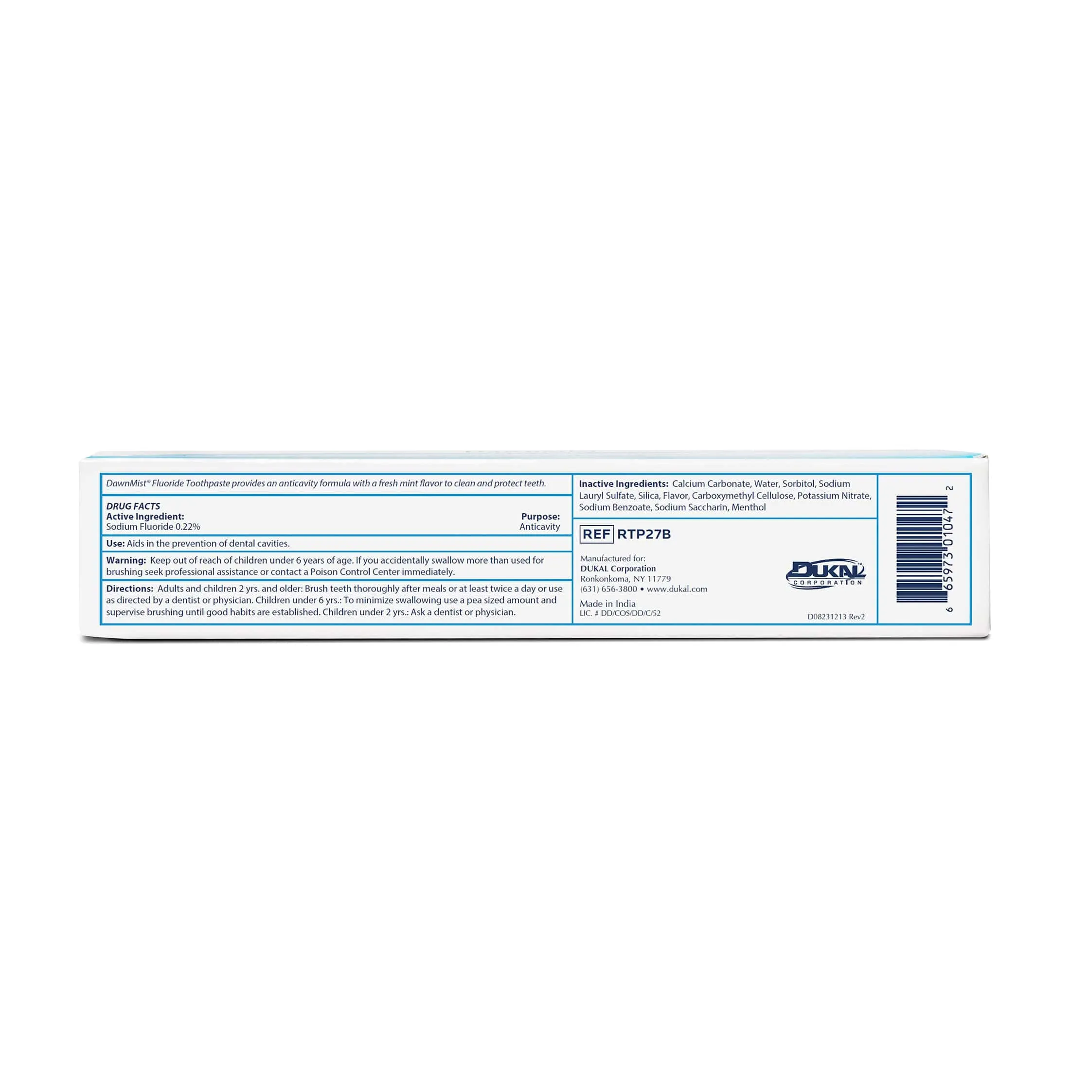 Dukal Fluoride Toothpaste, Laminated Tube