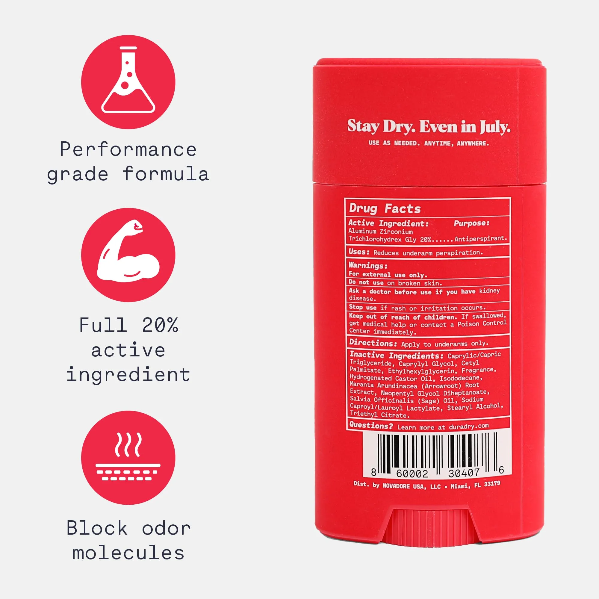 Duradry AM Deodorant & Antiperspirant - Prescription Strength Deodorant for Hyperhidrosis, Antiperspirant for Women & Men, Armpit Sweat Protection, Silicone-free - Barca, 2.3 Oz (Pack of 3)