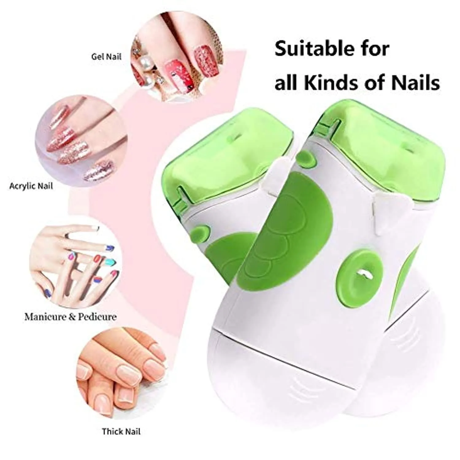 Dysel Electric Nail Cutter and Filer, Electric Nail Clippers for Elderly Thick Nail Toenails, Adults Electronic Manicure Pedicure Tool Effective Effortless Portable 2 in 1 for Home Salon2pcs