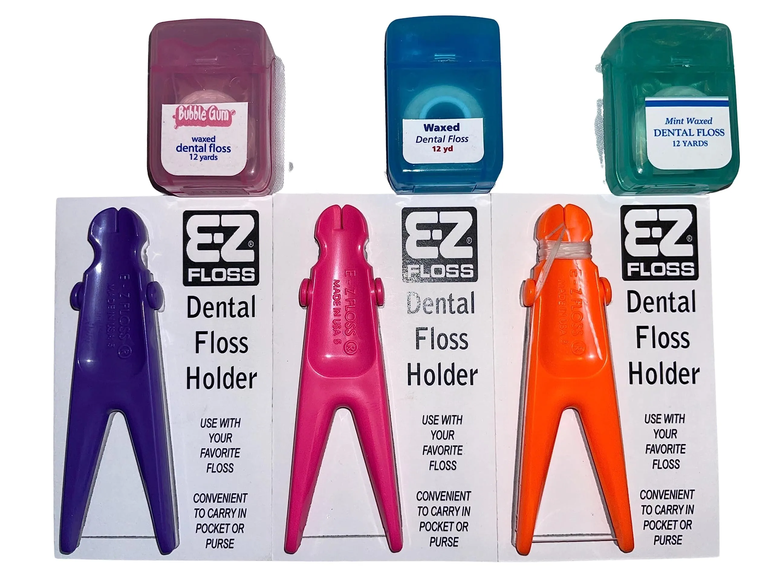 E-Z Floss Dental Floss Holder (Purple, Orange, Pink)