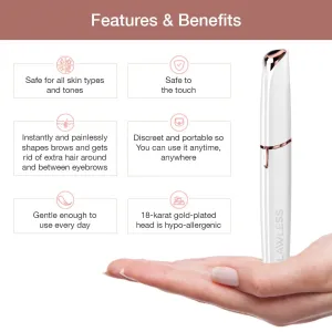 Electric Eyebrow Razor: Finishing Touch Flawless Brows Hair Remover for Women with LED Light - Instant & Painless Hair Removal