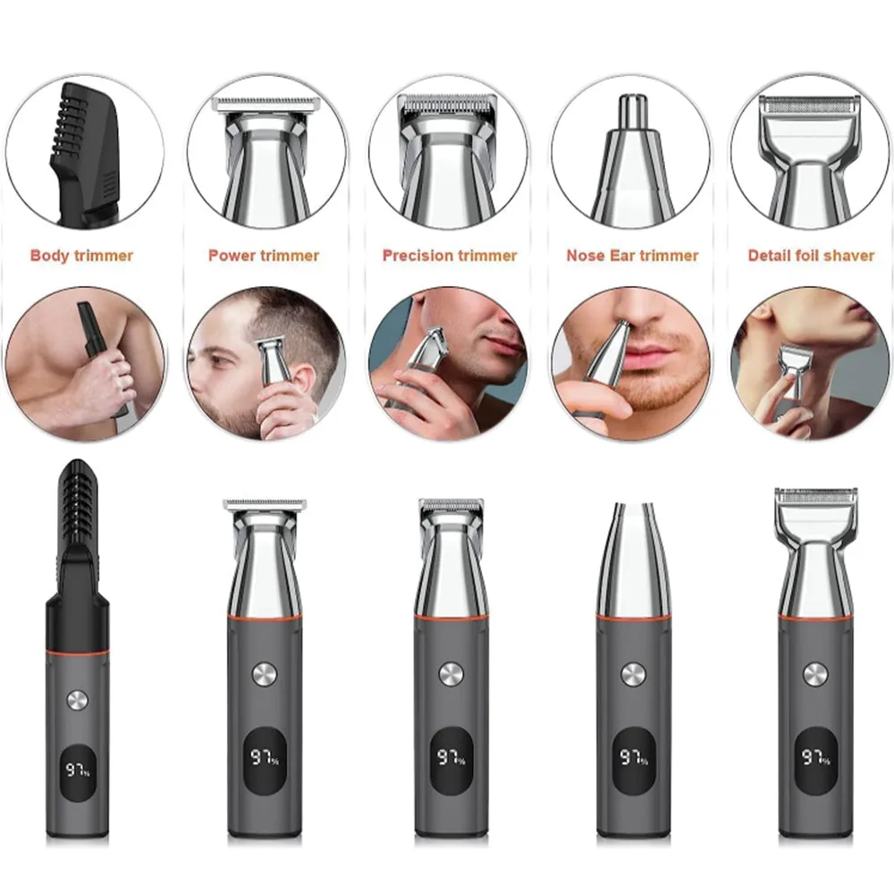 Electric Hair Clippers Kit Cordless Hair Trimmer for Body Facial Silver and Black,