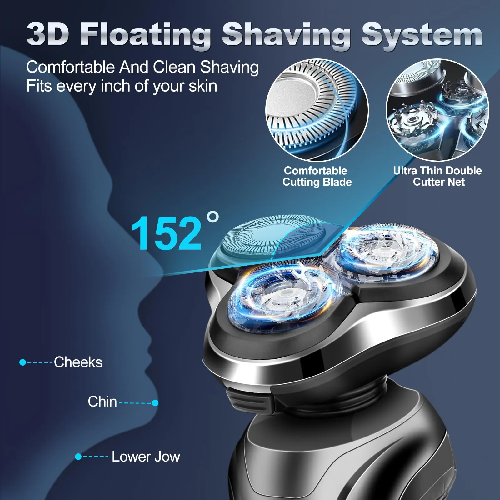 Electric Razor for Men, 2024 Men’s Electric Shavers Rotary Replacement/Waterproof/Rechargeable, Electric Shaver for Men Cordless Floating Head Replaceable Blades, Portable Travel Razor Idea Men Gift