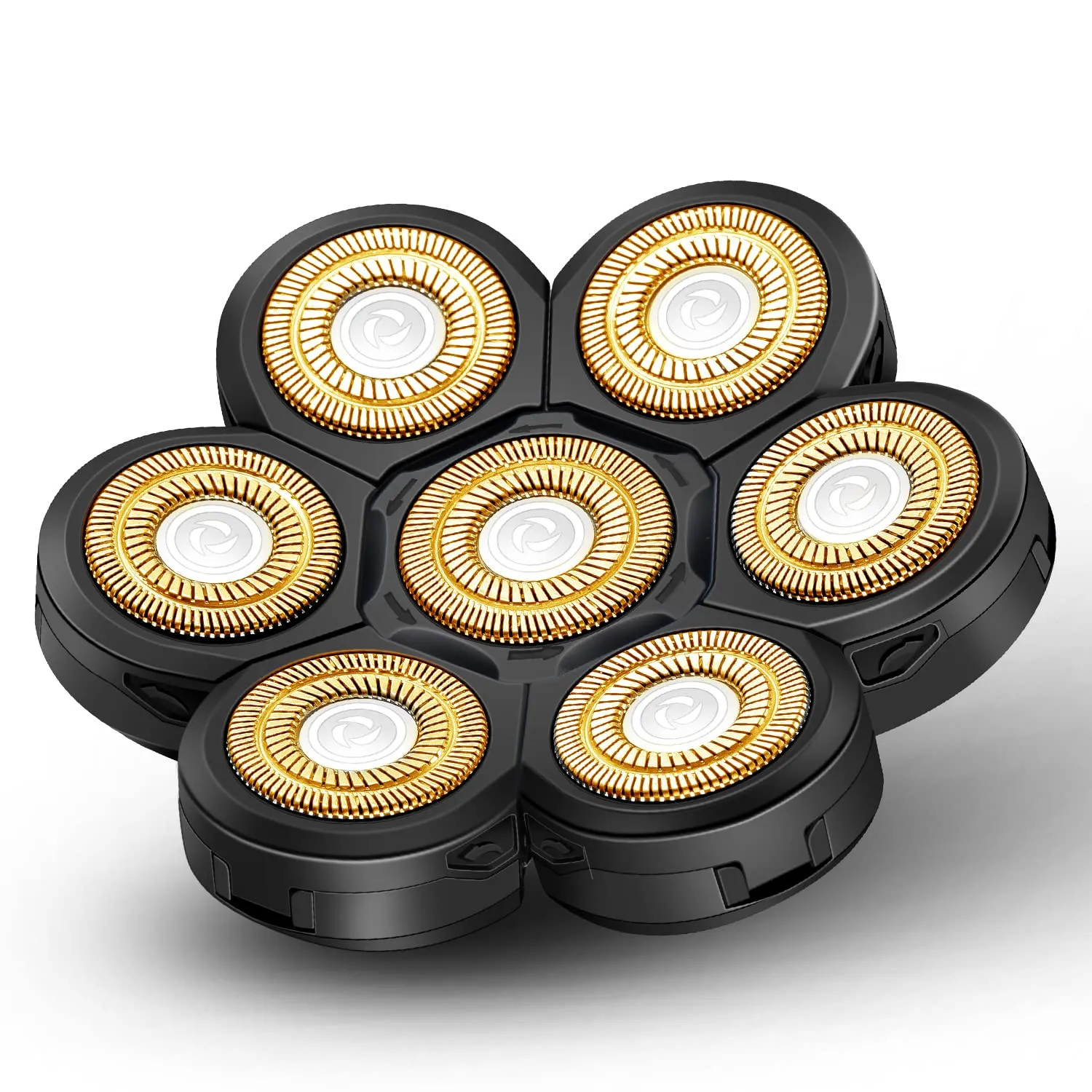 Electric Shaver Replacement Head Upgraded 7D Mens Electric Shaving Head Freedom Bald Shavers Blades Wet & Dry Electric Razor Floating Replacement Heads Close Head Shavers Replacement Blades (Gold)