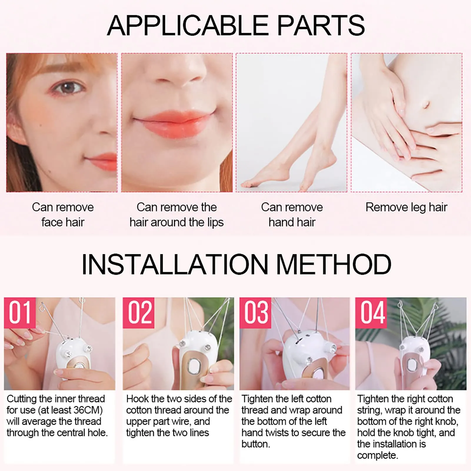 Electric Threading Epilator Face Threading Epilator Body Threading Epilator Body Threading Epilator Electric Facial Hair Remover Electric Hair Remover Threading Pull Device[Gold]