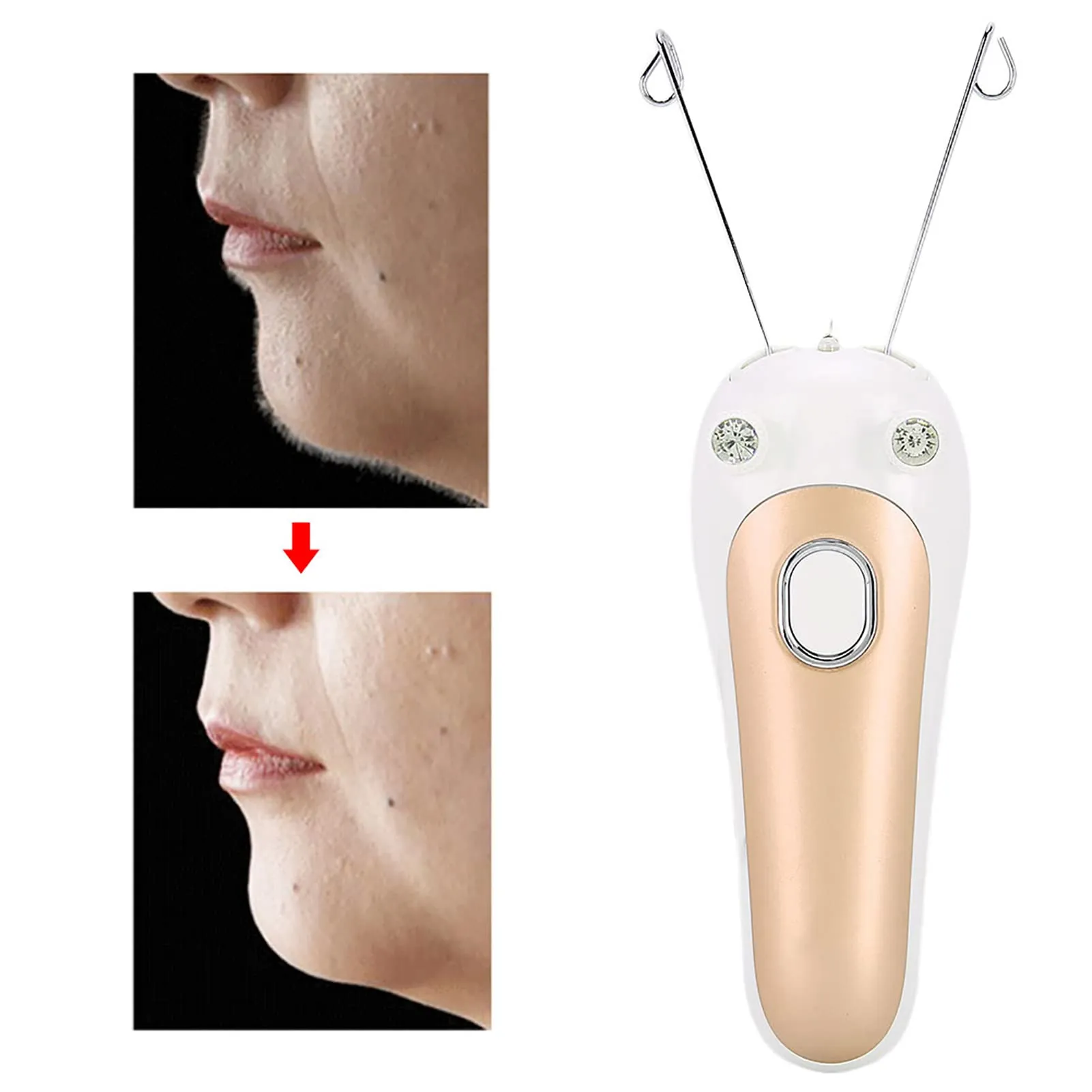 Electric Threading Epilator Face Threading Epilator Body Threading Epilator Body Threading Epilator Electric Facial Hair Remover Electric Hair Remover Threading Pull Device[Gold]