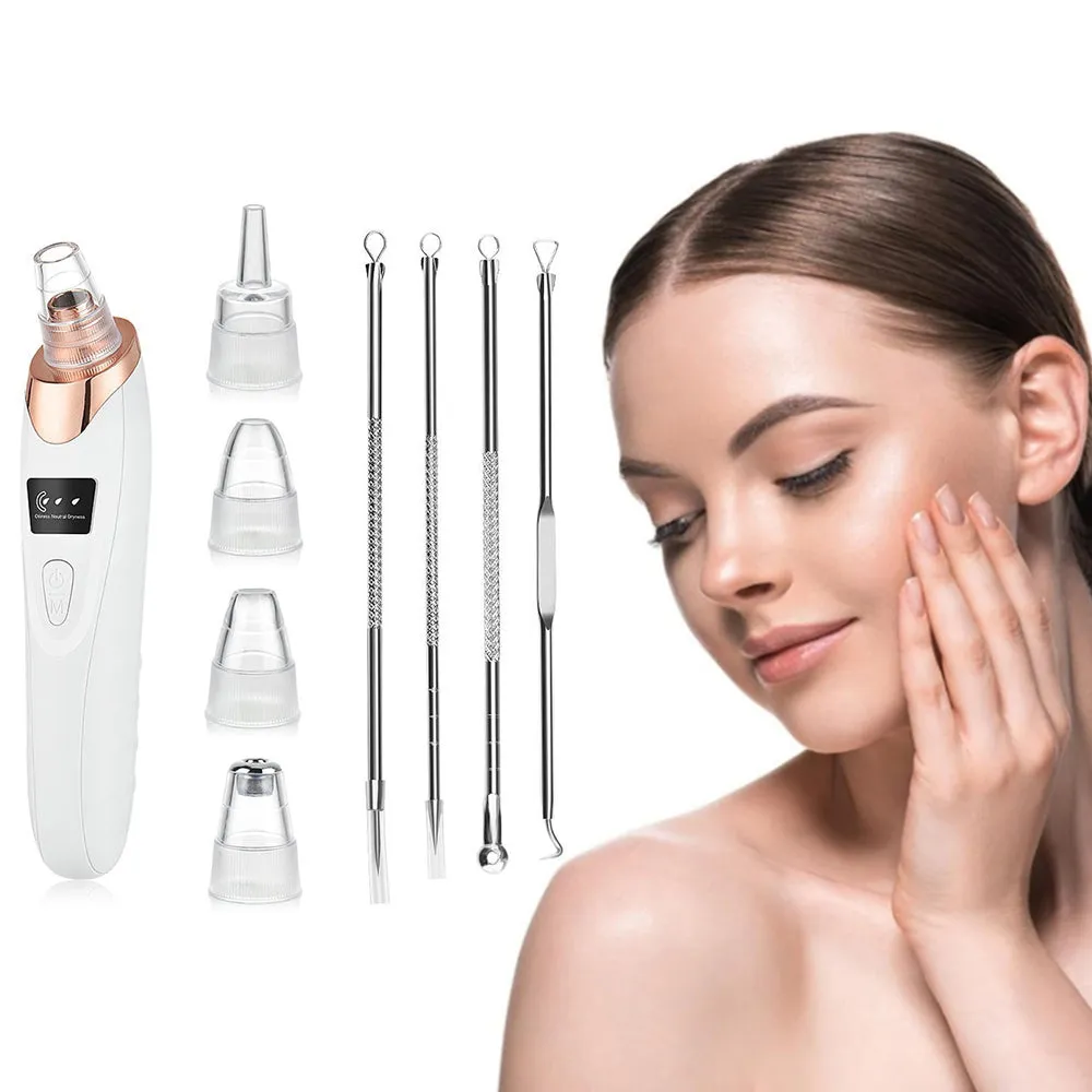 Electric Vacuum Blackhead Remover Rechargeable Facial Pore Cleaner Acne Extractor Tool Silver