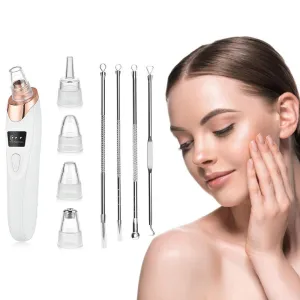 Electric Vacuum Blackhead Remover Rechargeable Facial Pore Cleaner Acne Extractor Tool Silver