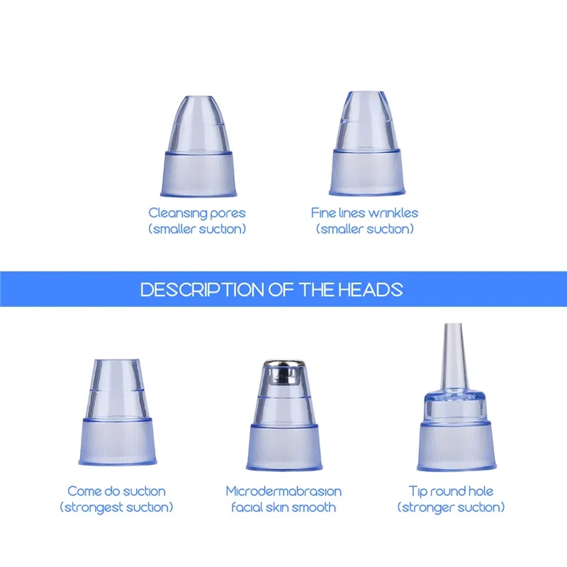 Electric Vacuum Suction Cleaner Face Cleaning Blackhead Removal Black Spot Facial Cleansing Machine Skin Scrubber Pore Cleanser for Beauty & Health