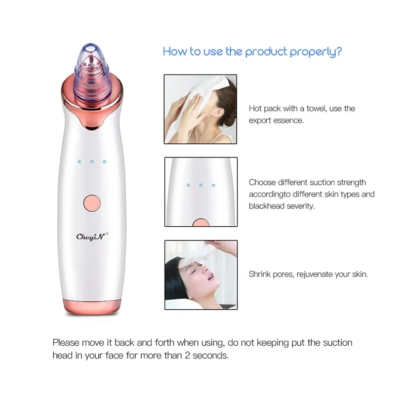 Electric Vacuum Suction Cleaner Face Cleaning Blackhead Removal Black Spot Facial Cleansing Machine Skin Scrubber Pore Cleanser for Beauty & Health