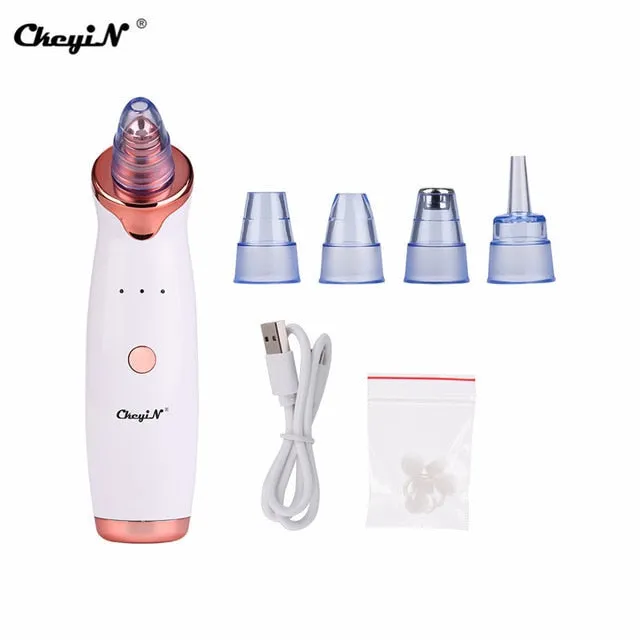 Electric Vacuum Suction Cleaner Face Cleaning Blackhead Removal Black Spot Facial Cleansing Machine Skin Scrubber Pore Cleanser for Beauty & Health