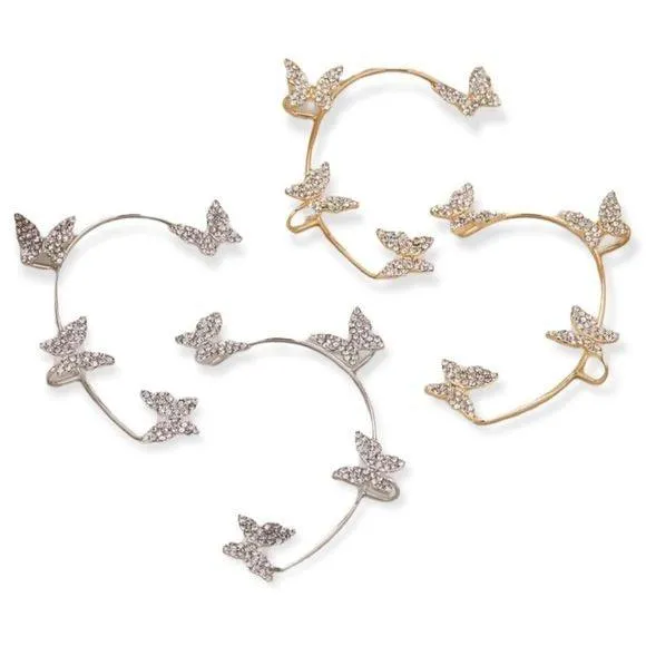 Enchanting Crystal Butterfly Wings Ear Cuffs