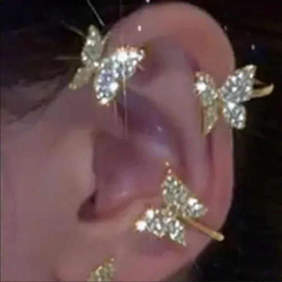 Enchanting Crystal Butterfly Wings Ear Cuffs