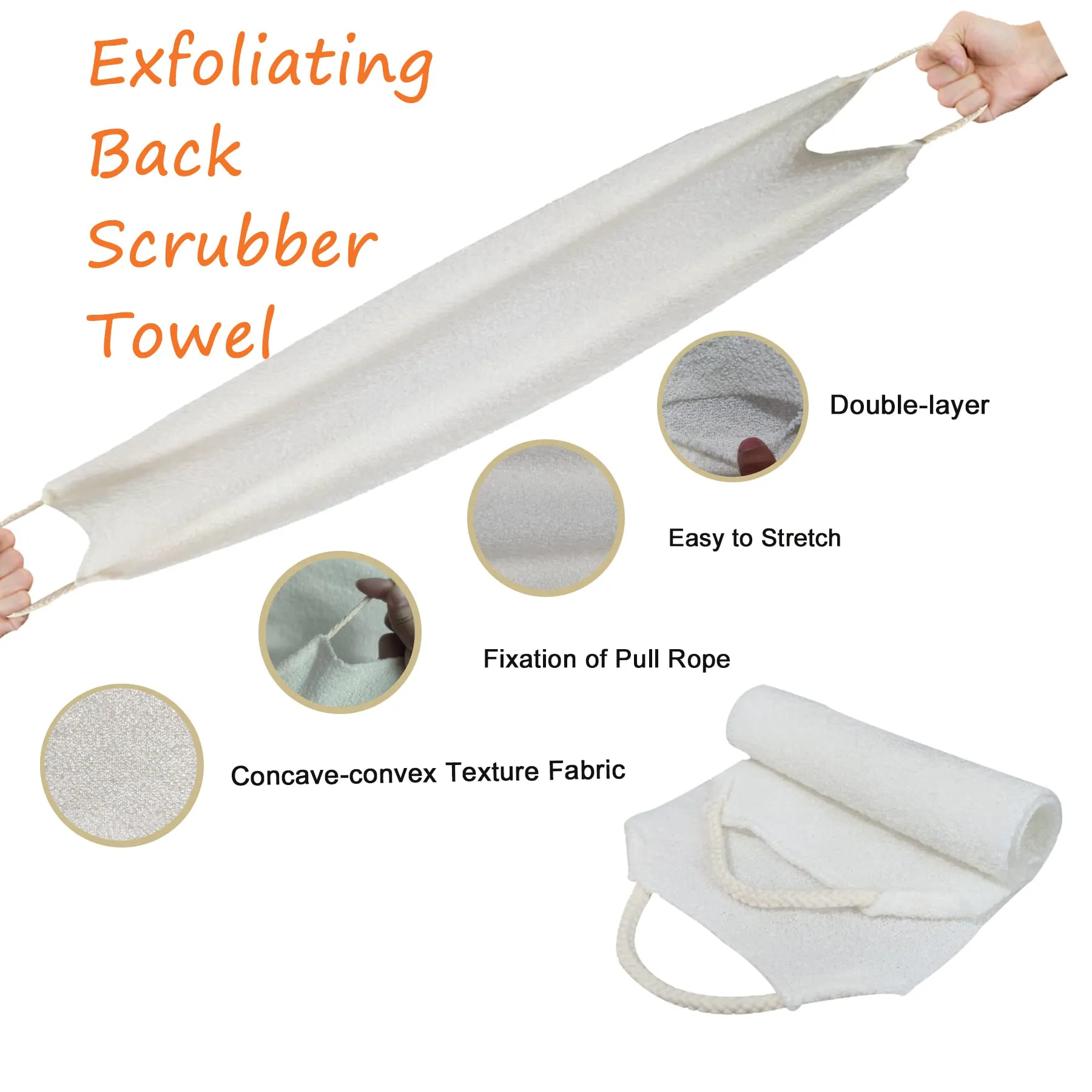 Evohyah Scrubber Back for Shower Extended Length Scrubber Towel Exfoliating Washcloth Body Scrub Sponge Shower Loofah with Handle for Women Men Deep Clean Body Skin Massages