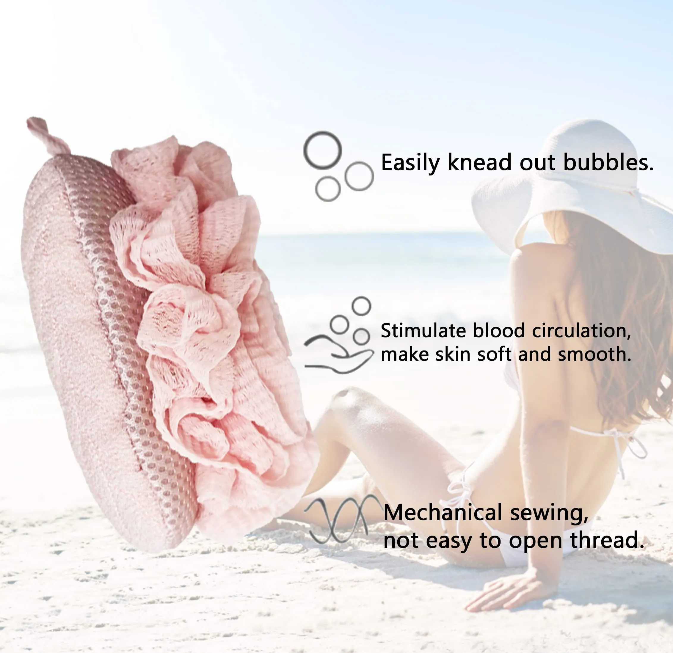 Evohyah Scrubber Back for Shower Extended Length Scrubber Towel Exfoliating Washcloth Body Scrub Sponge Shower Loofah with Handle for Women Men Deep Clean Body Skin Massages