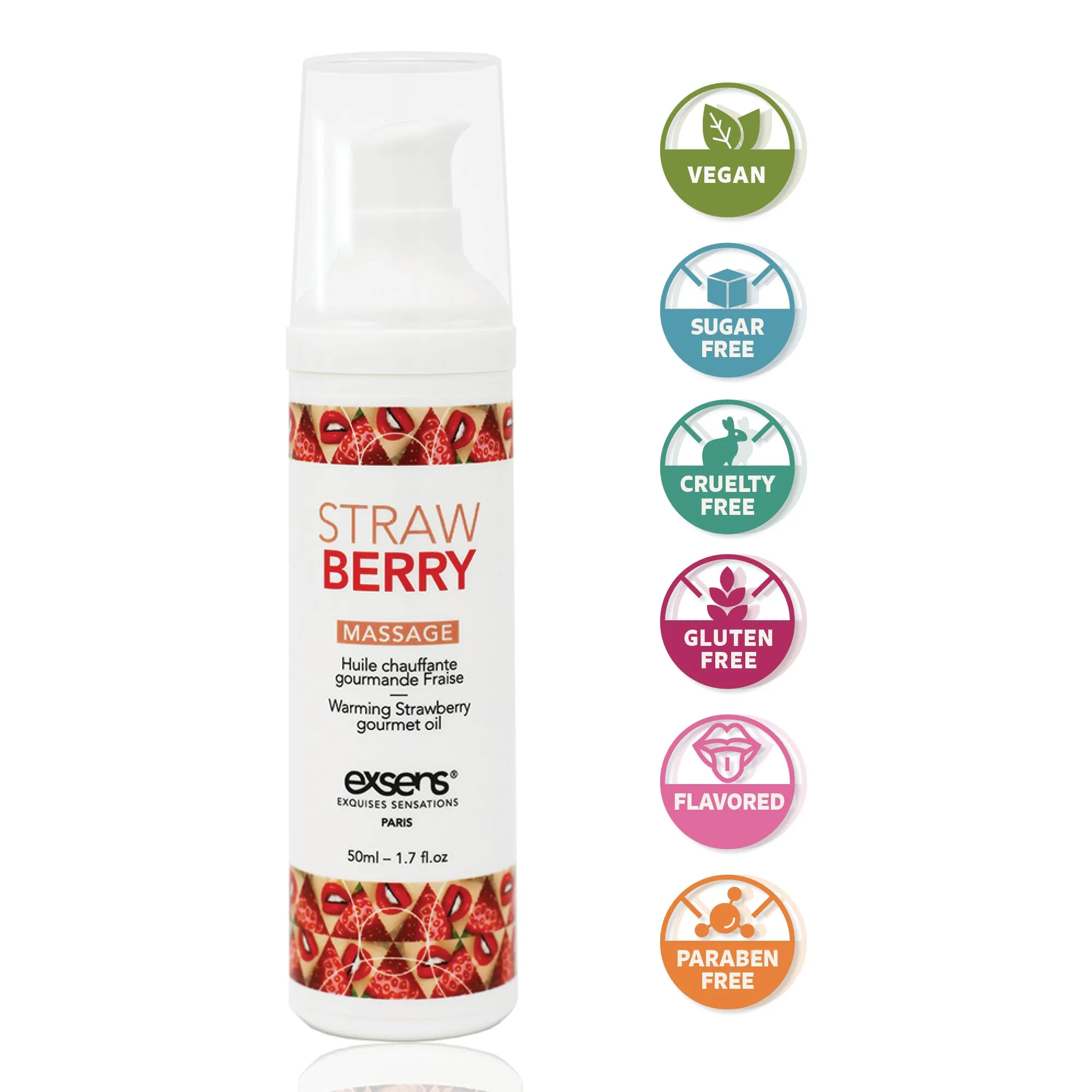 Exsens Strawberry Warming Intimate Massage Oil, 50ml (1.7 fl.oz), 1 count