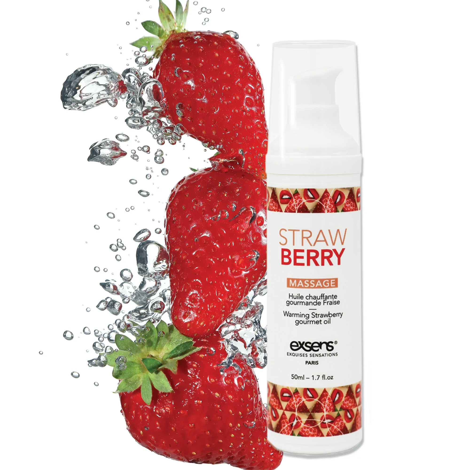 Exsens Strawberry Warming Intimate Massage Oil, 50ml (1.7 fl.oz), 1 count