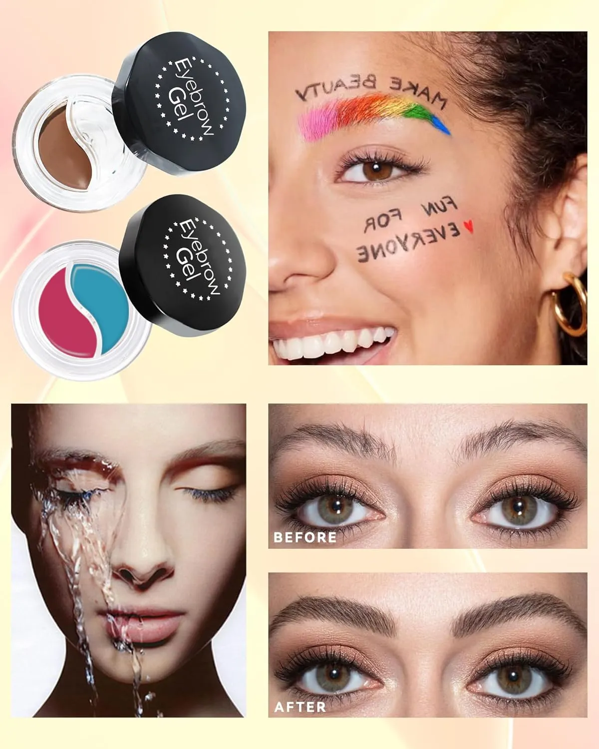 Eyebrow Gel Brow Pomade Set-2 in 1 Waterproof Tinted Brow Cream Gel Auburn & Clear Brow Setting Glue Wax,Filling & Shaping Tinted Brow Filler with Brow Brush Razor,Brow Color Makeup for Women Girl-#05