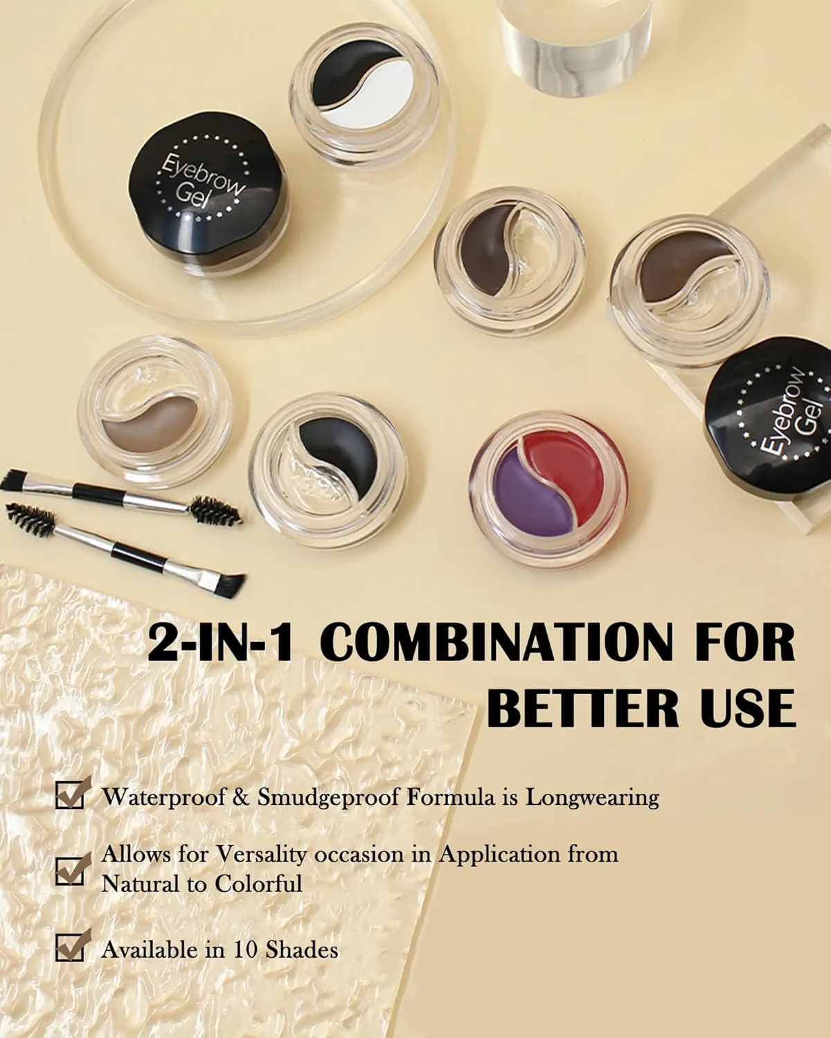 Eyebrow Gel Brow Pomade Set-2 in 1 Waterproof Tinted Brow Cream Gel Auburn & Clear Brow Setting Glue Wax,Filling & Shaping Tinted Brow Filler with Brow Brush Razor,Brow Color Makeup for Women Girl-#05