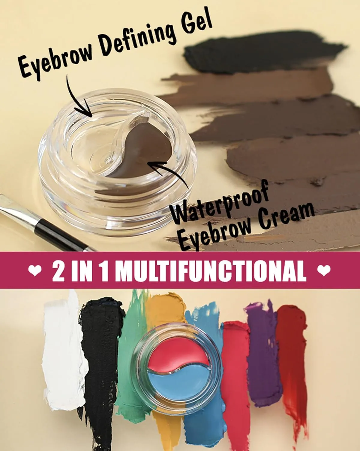 Eyebrow Gel Brow Pomade Set-2 in 1 Waterproof Tinted Brow Cream Gel Auburn & Clear Brow Setting Glue Wax,Filling & Shaping Tinted Brow Filler with Brow Brush Razor,Brow Color Makeup for Women Girl-#05