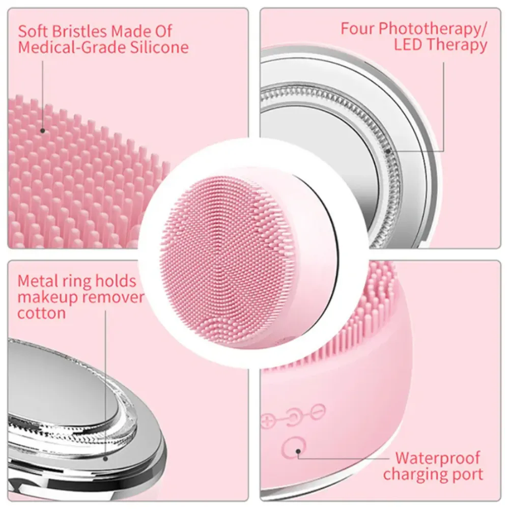 Facial Cleansing Brush with EMS & LED Light Therapy