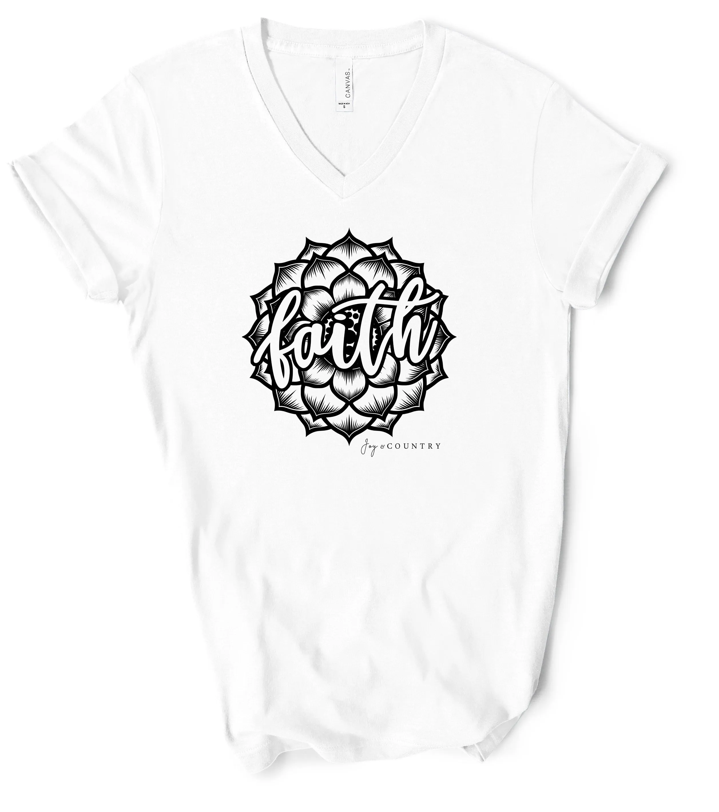 Faith with Flower - Unisex V-Neck Tee