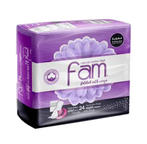 Fam Natural Cotton Feel Night With Wings Sanitary, 24pcs