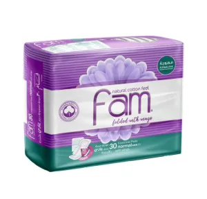 Fam Natural Cotton Feel Normal With Wings Sanitary, 30pcs