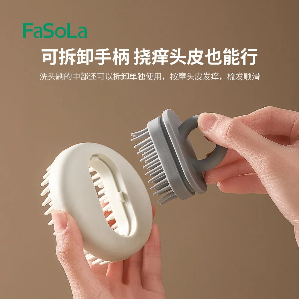FaSoLa 2-in-1 Shampoo Brush in White and Grey