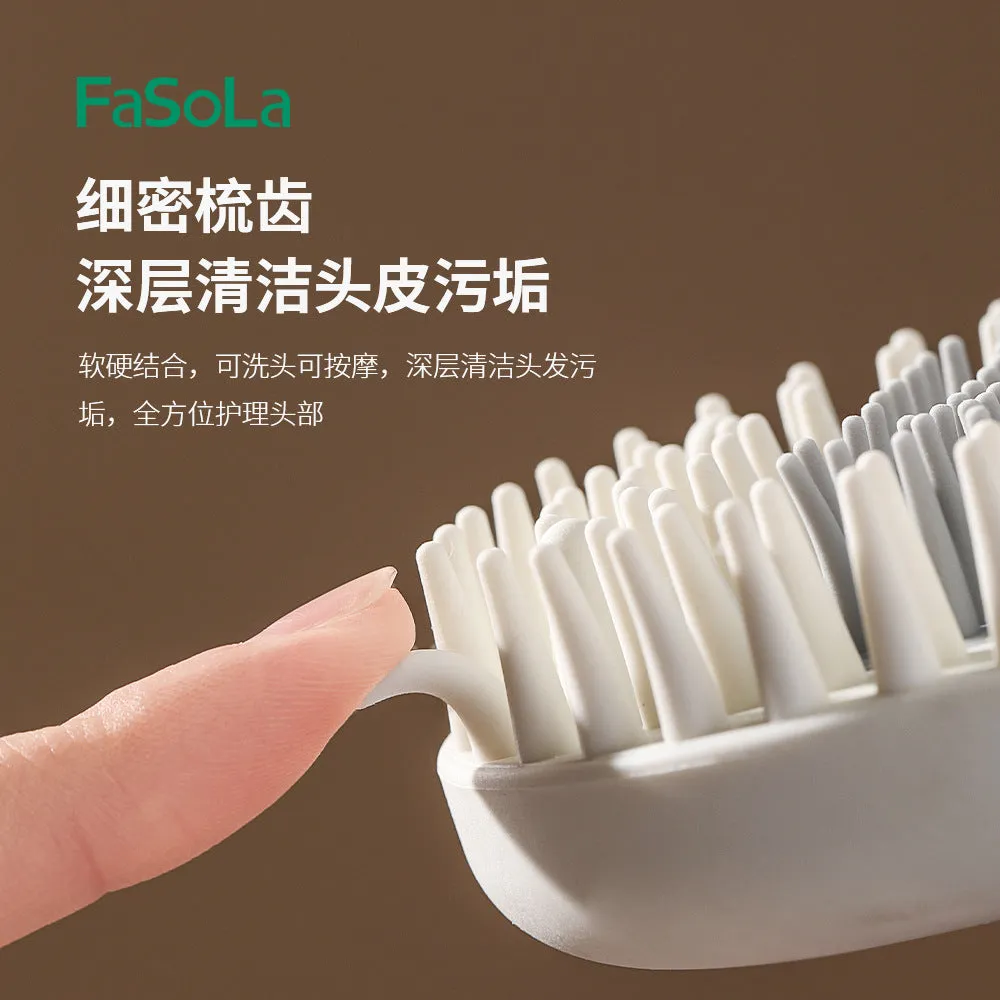FaSoLa 2-in-1 Shampoo Brush in White and Grey