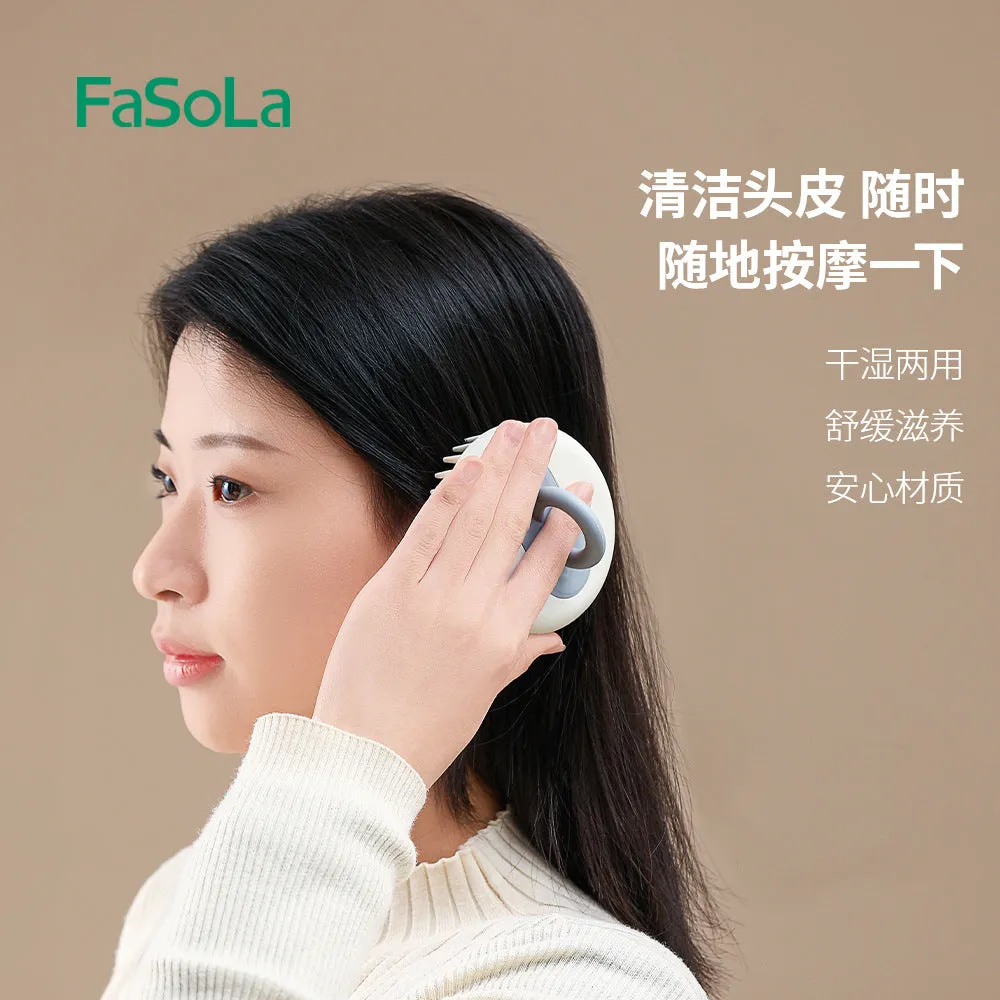 FaSoLa 2-in-1 Shampoo Brush in White and Grey