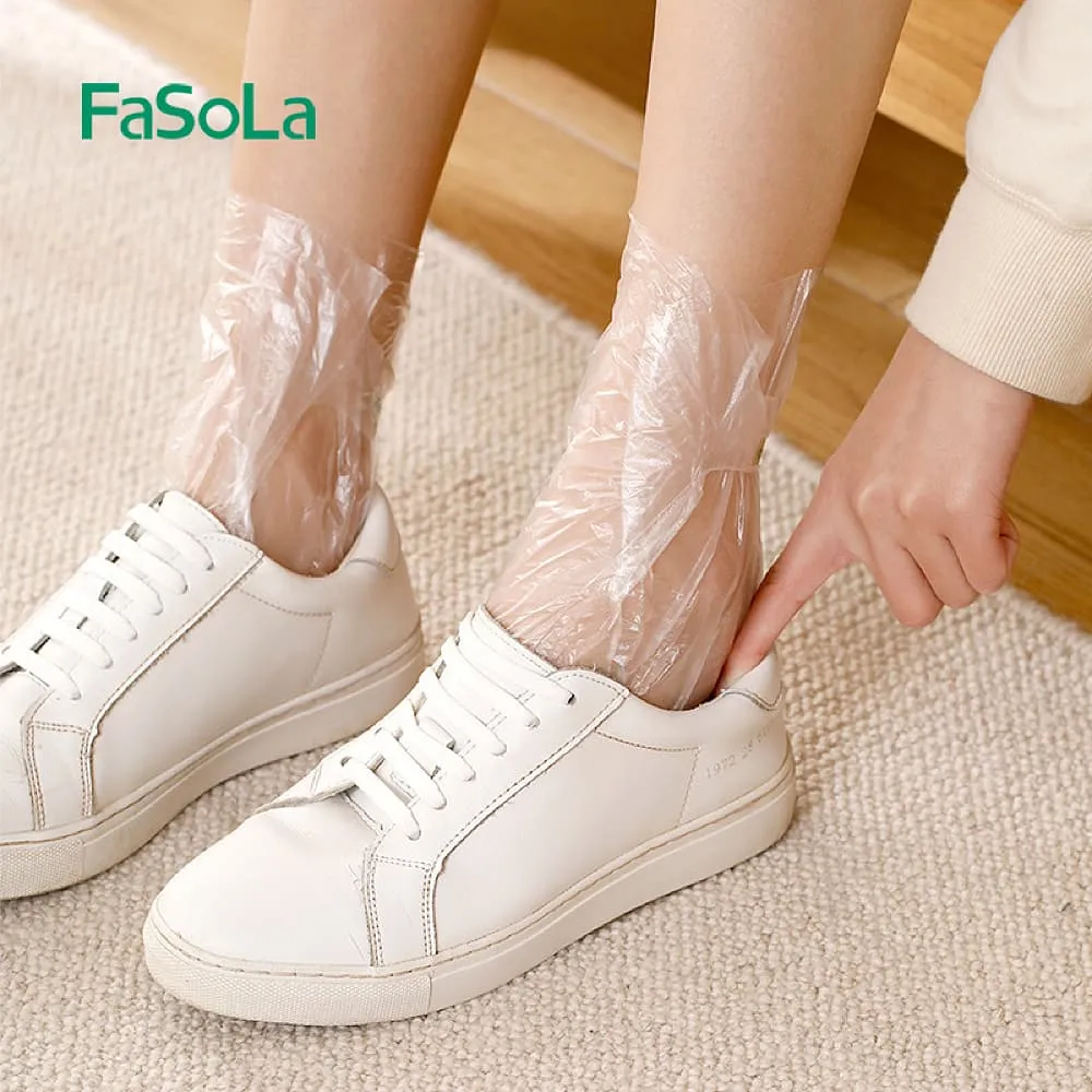 FaSoLa Disposable Foot Mask Covers - Transparent, 31*15*17cm, Pack of 100