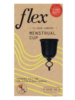 Flex Reusable Menstrual Cup Size 2 with 2 Free Flex Disposable Menstrual Discs, 1 Count