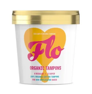 FLO Organic Non-Applicator Tampons | Regular/Super Combo Pack