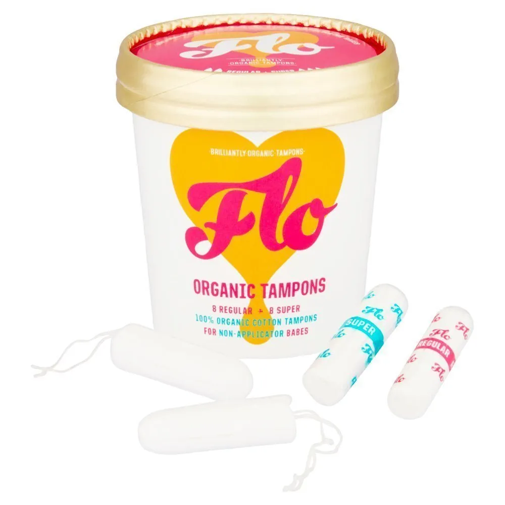 FLO Organic Non-Applicator Tampons | Regular/Super Combo Pack