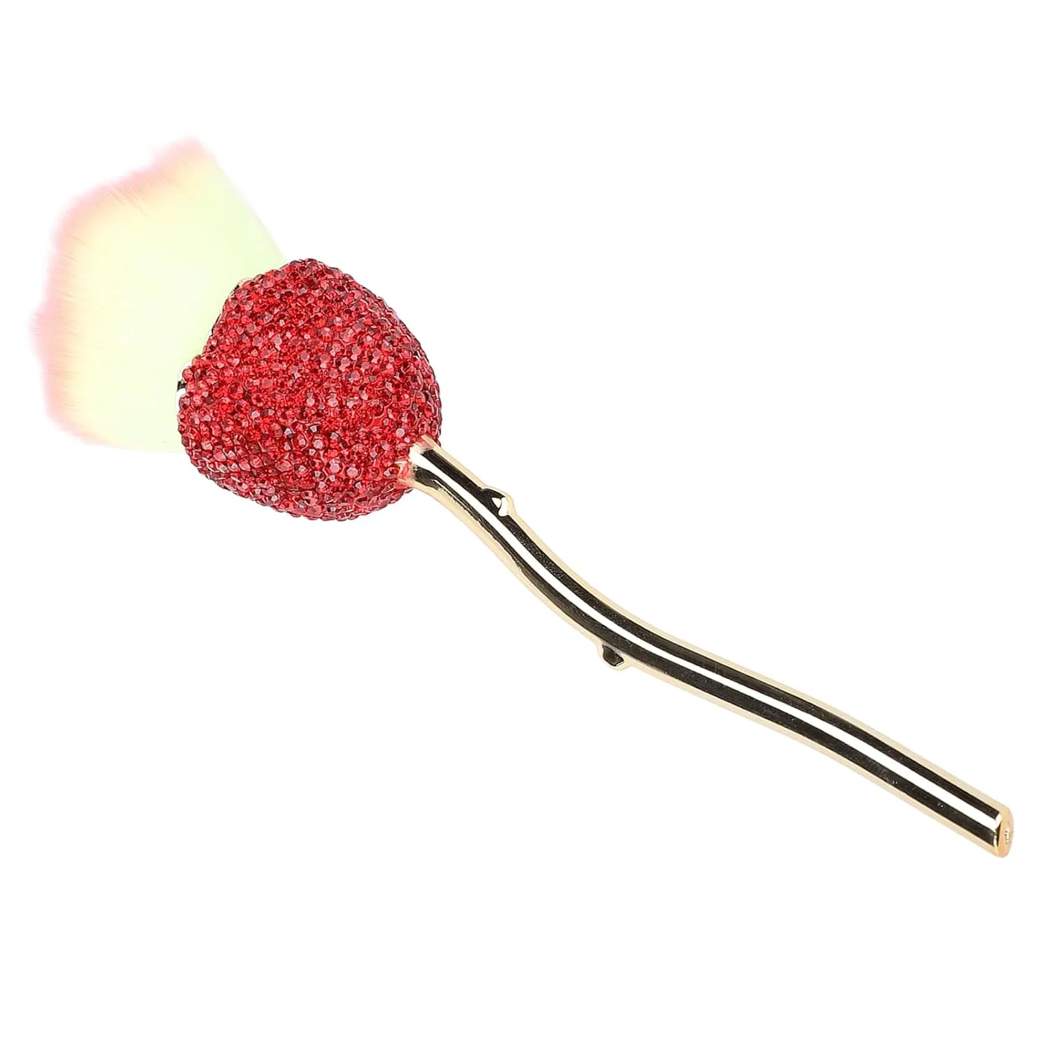 Flower Makeup Brush Sparkling Red Rhinestone Soft Brush for Delicate Makeup Plastic