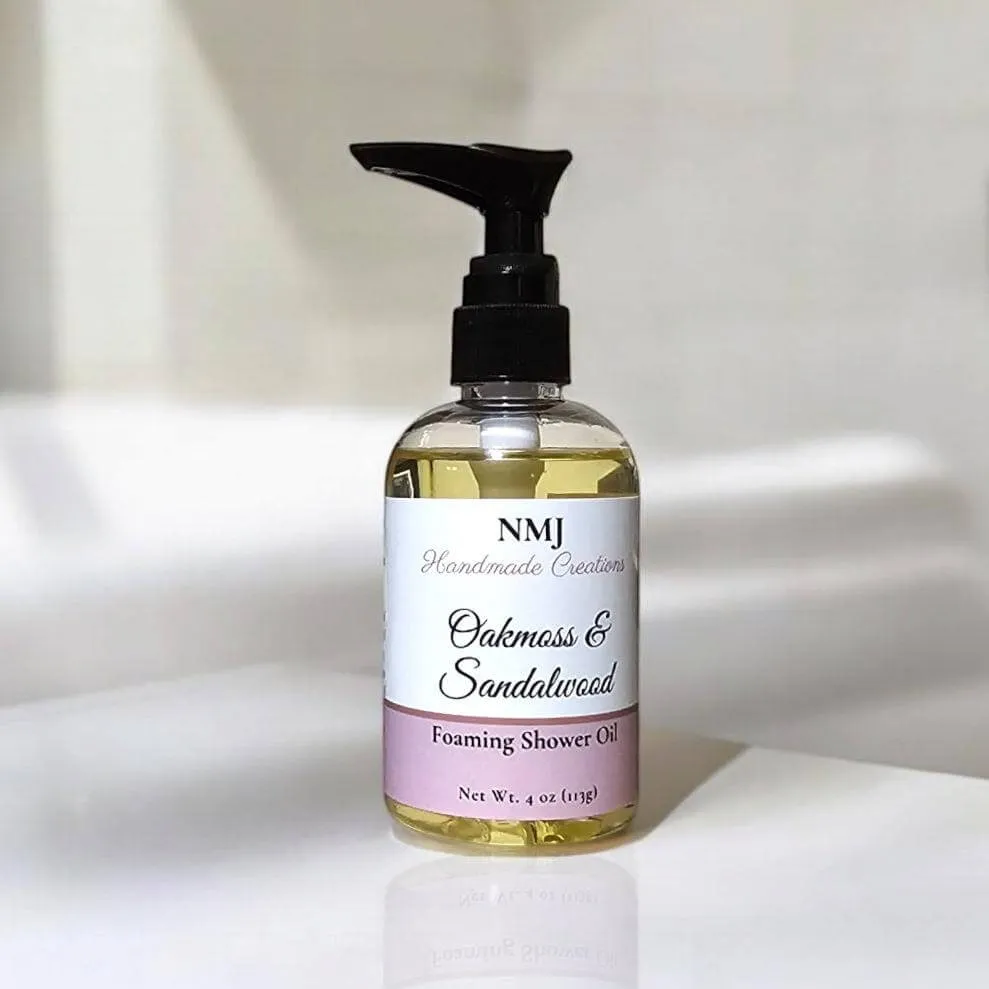 Foaming Shower & Bath Oil – Oakmoss and Sandalwood Scent, 4 oz