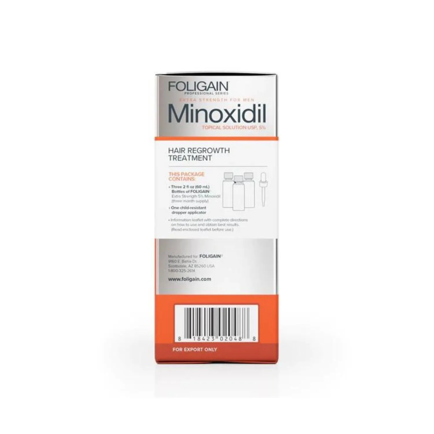 Foligain Minoxidil 5% Hair Regrowth Treatment for Men (3 x 59ml)