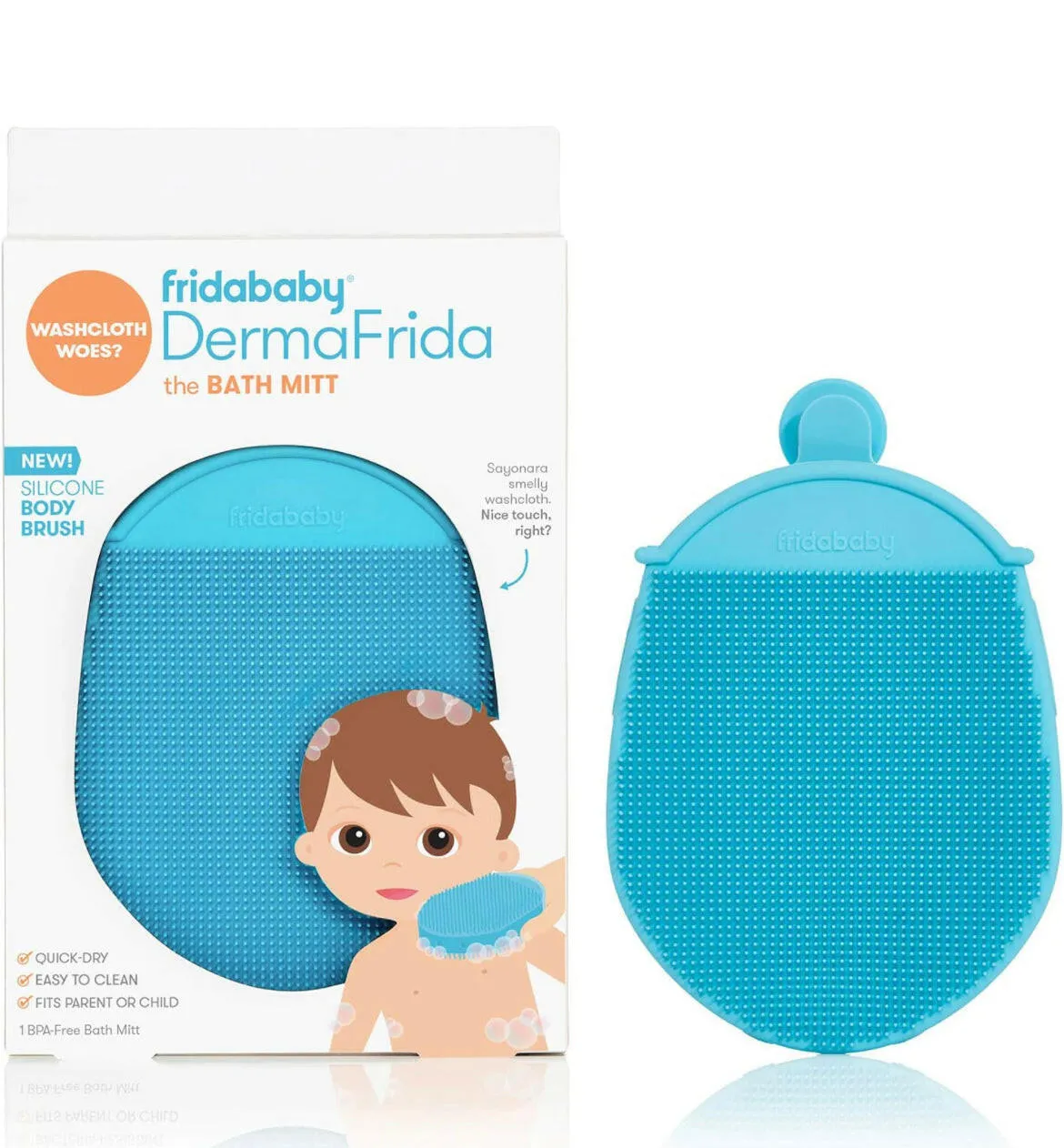 Frida Baby DermaFrida Bath Silicone Brush | Toddler Quick-Dry Body Bath Brush