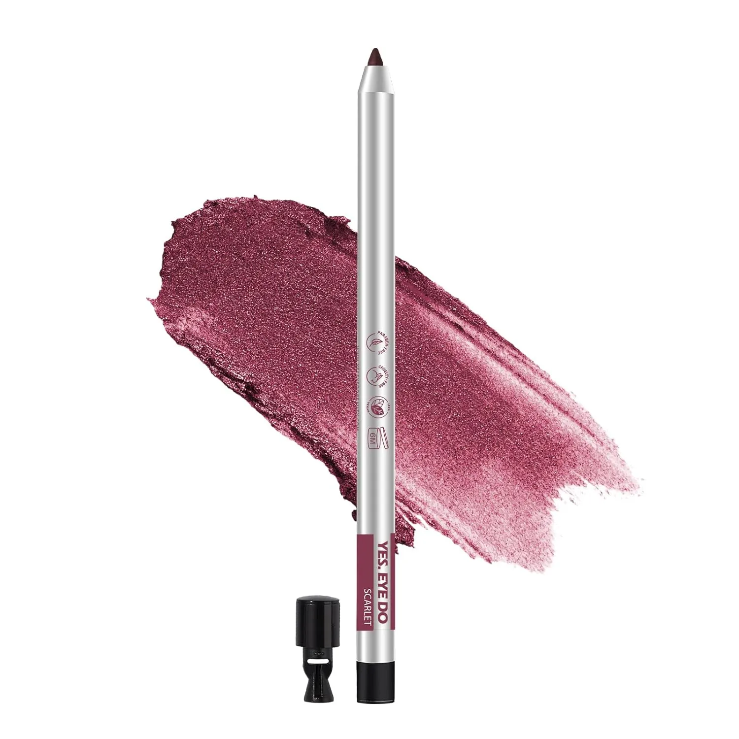 Gel Eyeliner Waterproof Smudgeproof, Retractable Eyeliner Gel with built-in sharpener, Colored Glitter Eyeliner, Highly Pigmented and Creamy, Scarlet