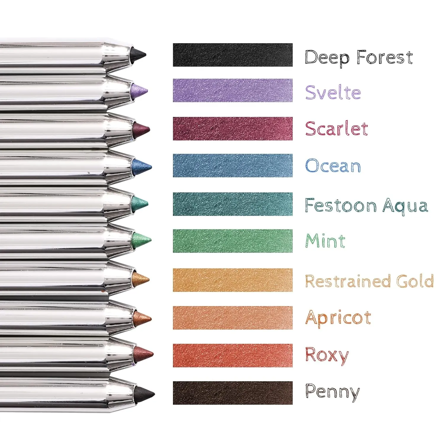 Gel Eyeliner Waterproof Smudgeproof, Retractable Eyeliner Gel with built-in sharpener, Colored Glitter Eyeliner, Highly Pigmented and Creamy, Scarlet