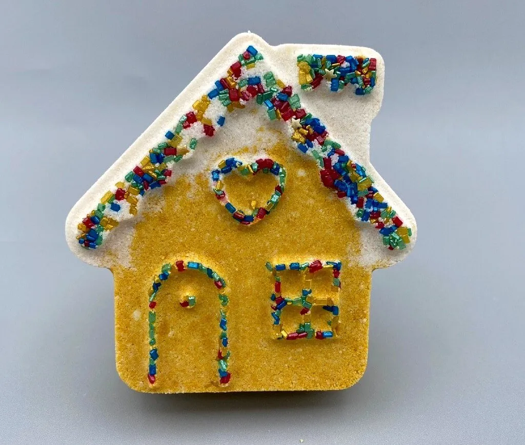Gingerbread House Bath Bomb with Gingerbread Man Soap Inside