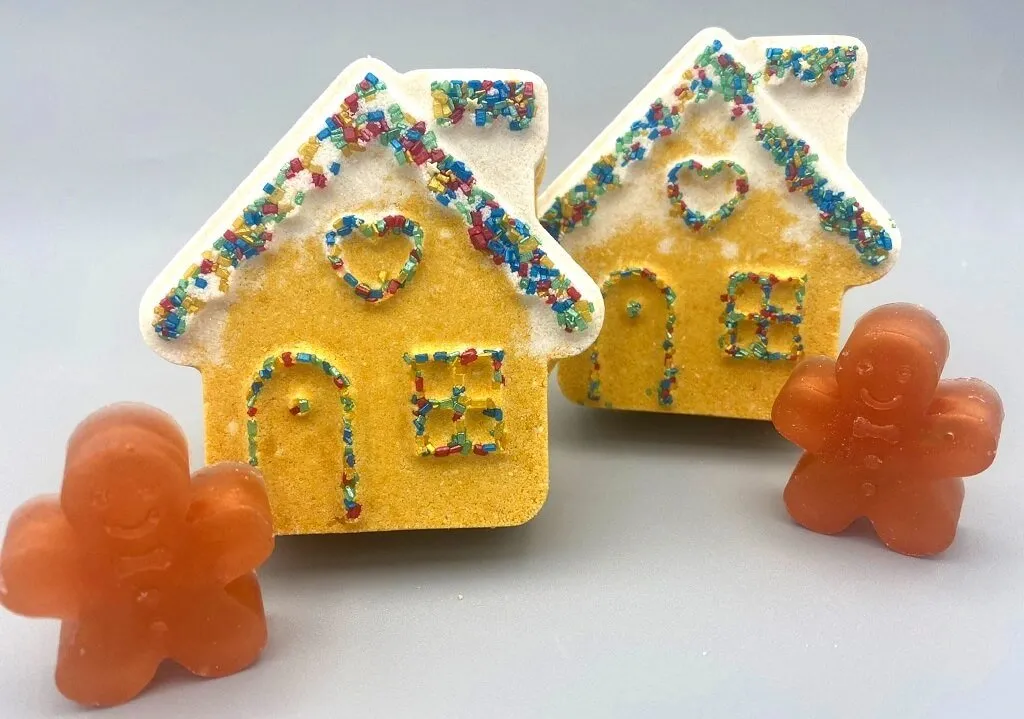 Gingerbread House Bath Bomb with Gingerbread Man Soap Inside